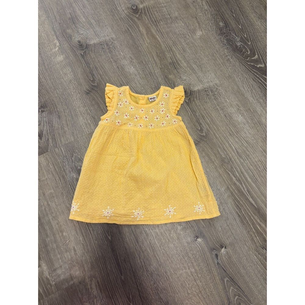 Fabindia Baby Girl‎ Flutter Sleeve Yellow Floral Dress Sz 12-18 months Spring